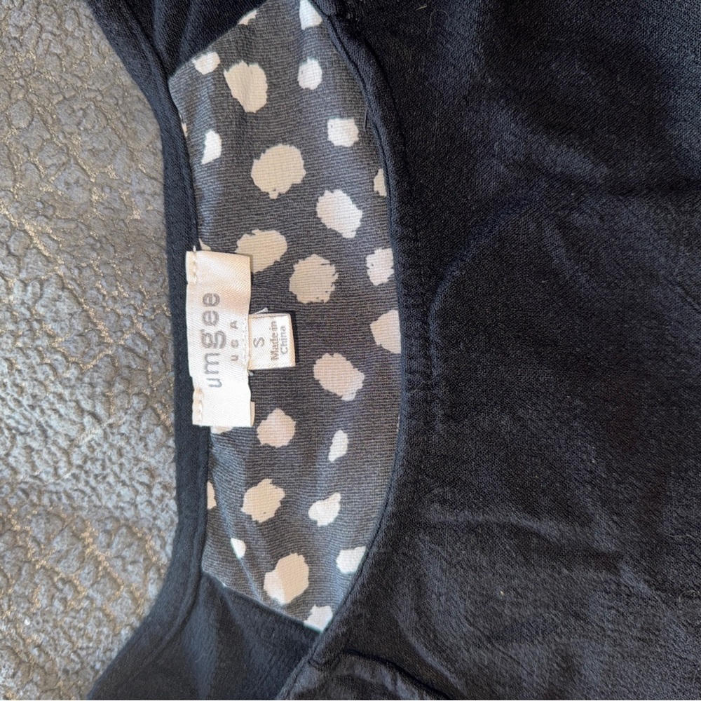 Umgee Black Blouse with chiffon Polka Dot back, boho, tunic​​ - Picture 10 of 13